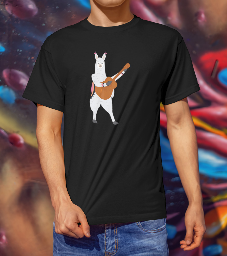 Alpaca Playing Classical Guitar Music With Llama T-Shirt