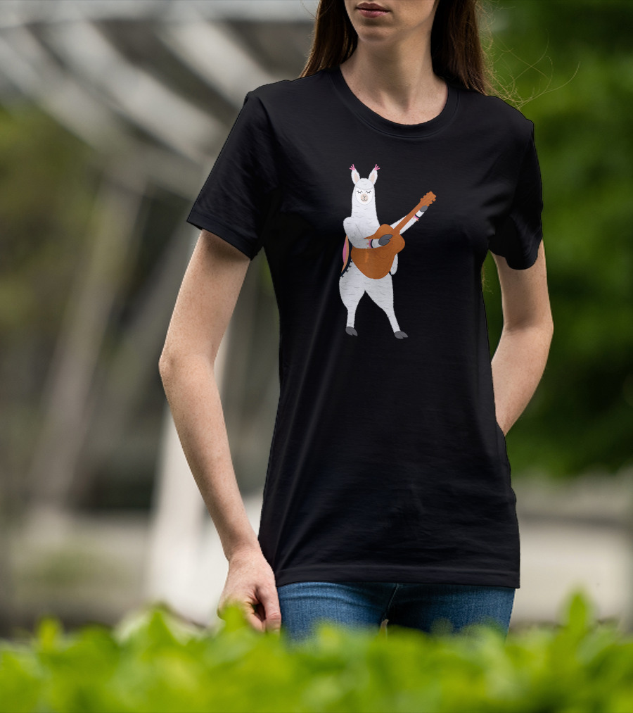 Alpaca Playing Classical Guitar Music With Llama T-Shirt
