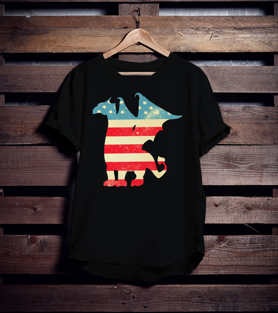 American Flag Vintage Dragon T-Shirt