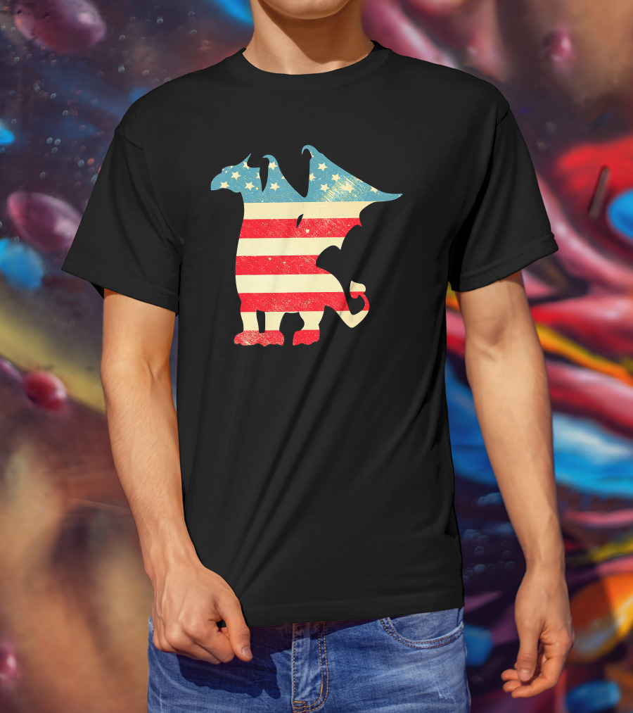 American Flag Vintage Dragon T-Shirt