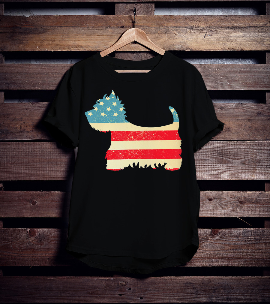 American Flag Vintage Westie T-Shirt