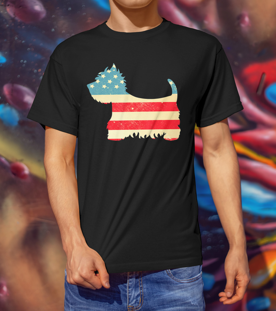 American Flag Vintage Westie T-Shirt