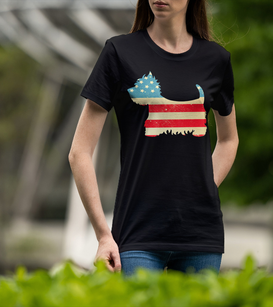 American Flag Vintage Westie T-Shirt