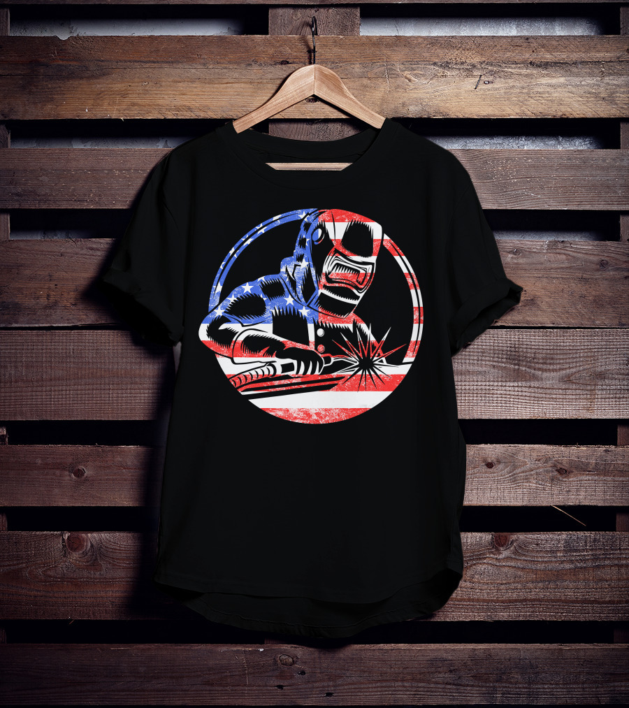 American Flag Welding USA Worker Welder T-Shirt