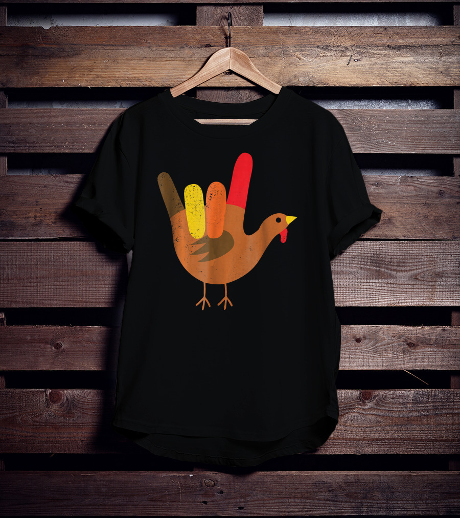 American Sign Language I Love You Thanksgiving Turkey T-Shirt