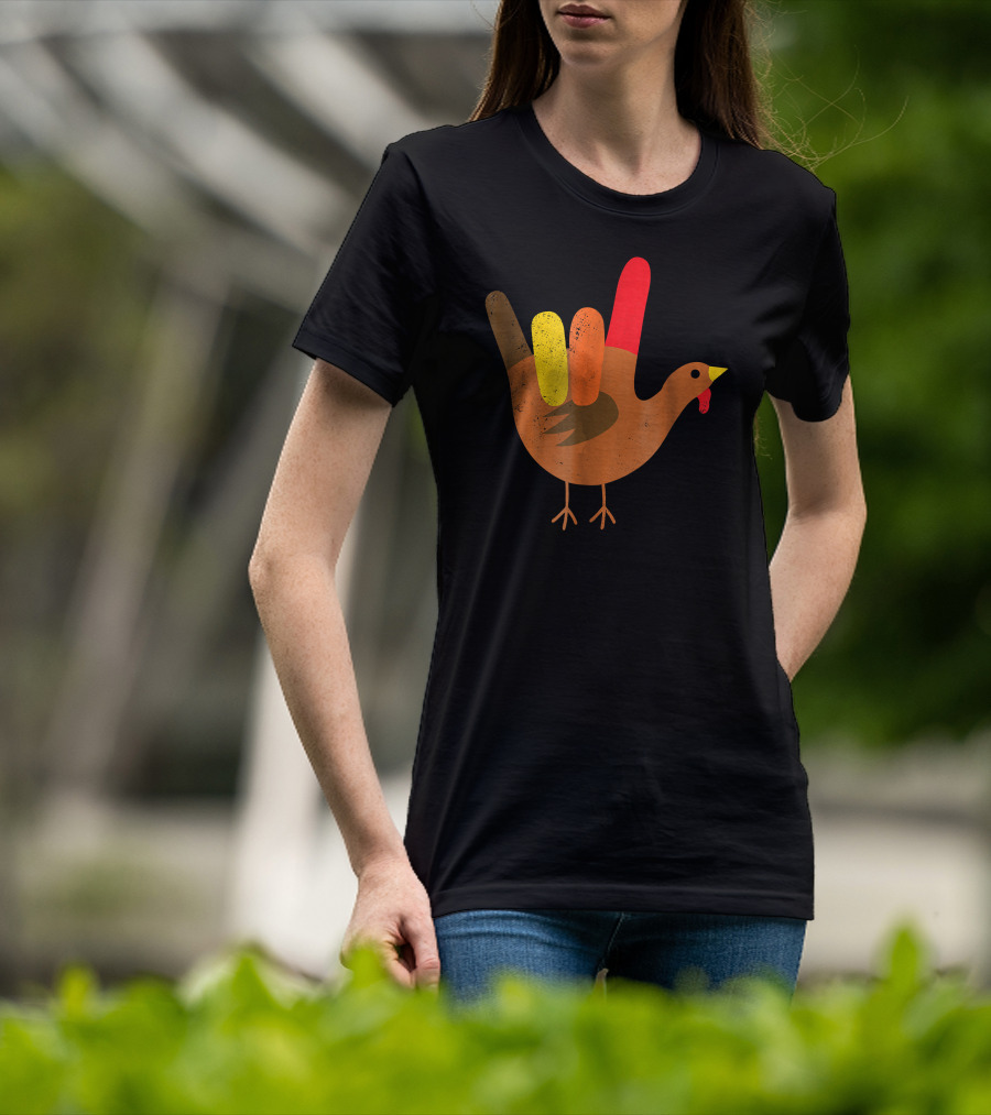 American Sign Language I Love You Thanksgiving Turkey T-Shirt