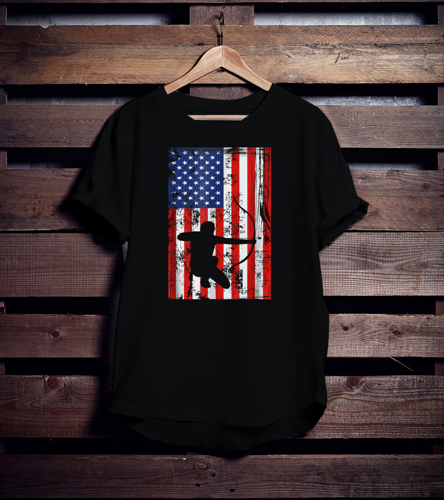 American Flag Archery Bow Archer T-Shirt