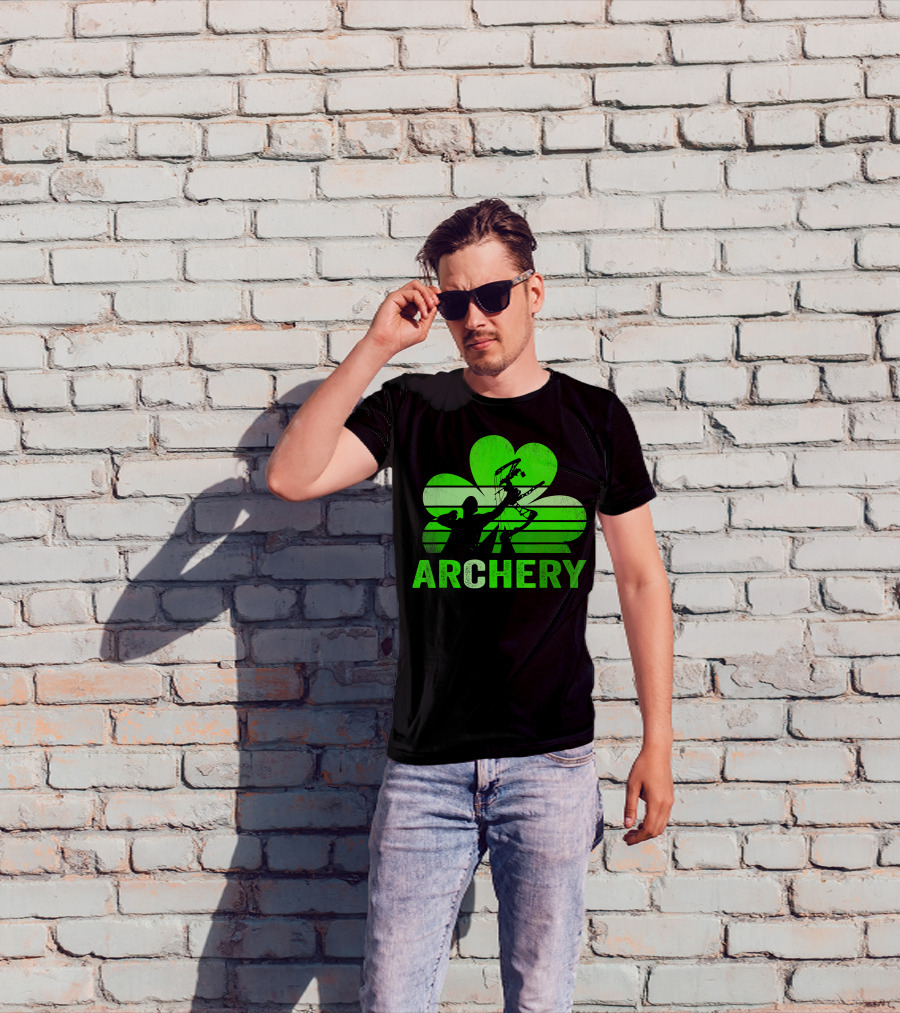 Archery Shamrock St Patrick's Day Bow And Arrow T-Shirt