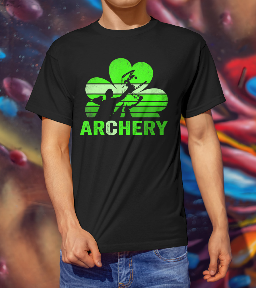 Archery Shamrock St Patrick's Day Bow And Arrow T-Shirt
