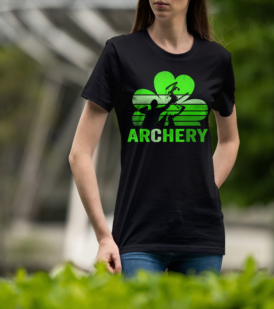 Archery Shamrock St Patrick's Day Bow And Arrow T-Shirt