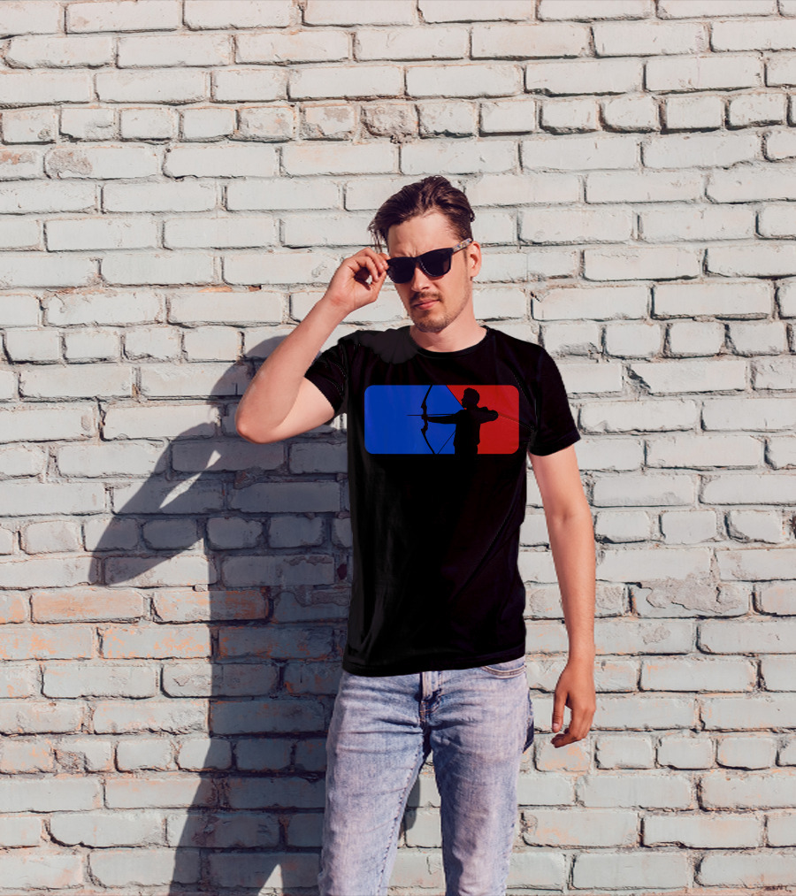 Archery Fans Lovers Bow Arrow Silhouette Red Blue T-Shirt