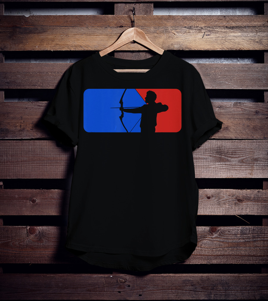 Archery Fans Lovers Bow Arrow Silhouette Red Blue T-Shirt