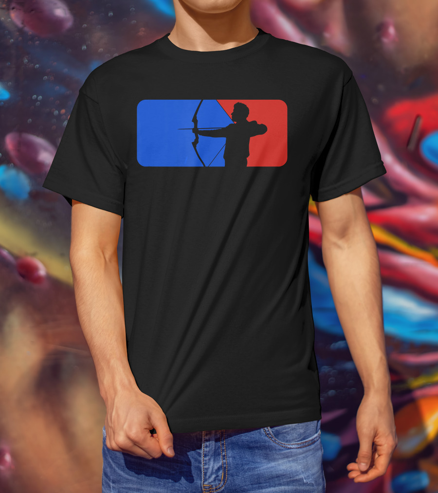Archery Fans Lovers Bow Arrow Silhouette Red Blue T-Shirt
