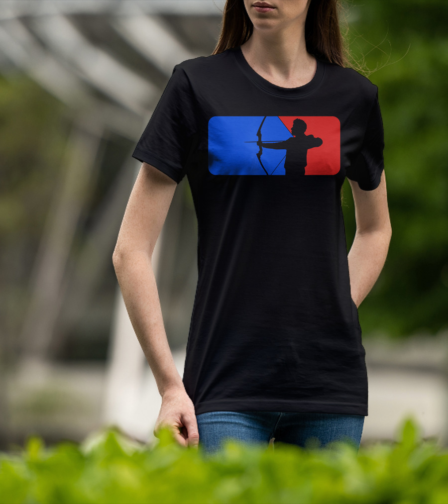 Archery Fans Lovers Bow Arrow Silhouette Red Blue T-Shirt