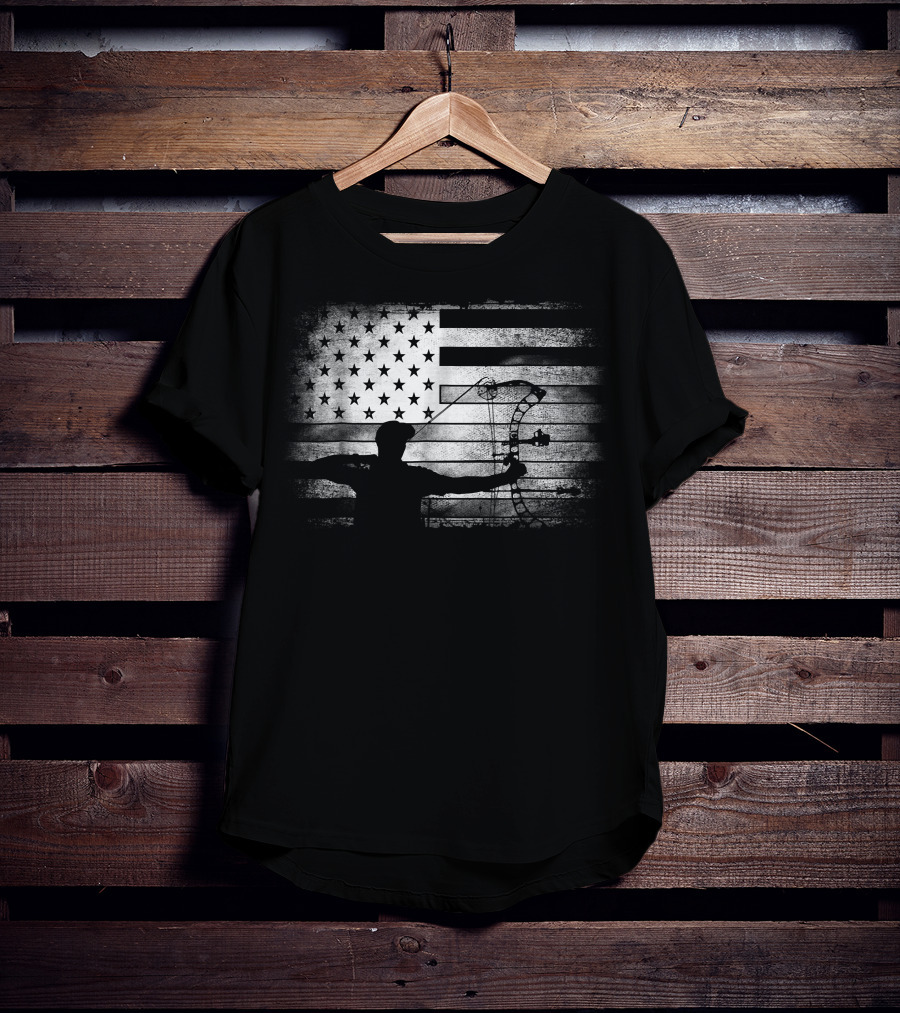 Archery American Flag USA Bow Hunter T-Shirt