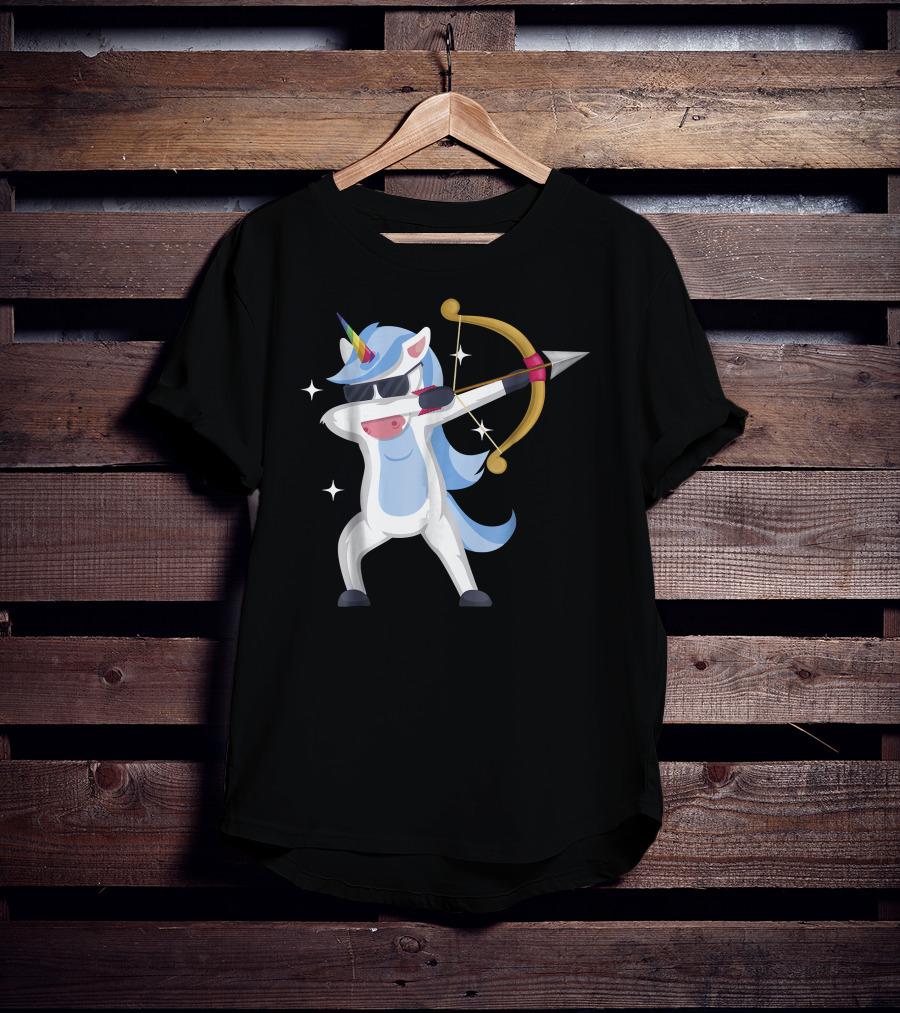 Unicorn Dabbing Archery Magic Arrow Bow T-Shirt