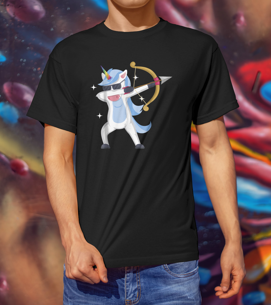 Unicorn Dabbing Archery Magic Arrow Bow T-Shirt