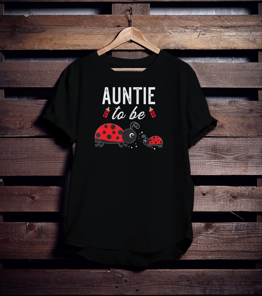 Auntie To Be Ladybug Baby Shower With Red Baby Bottles T-Shirt