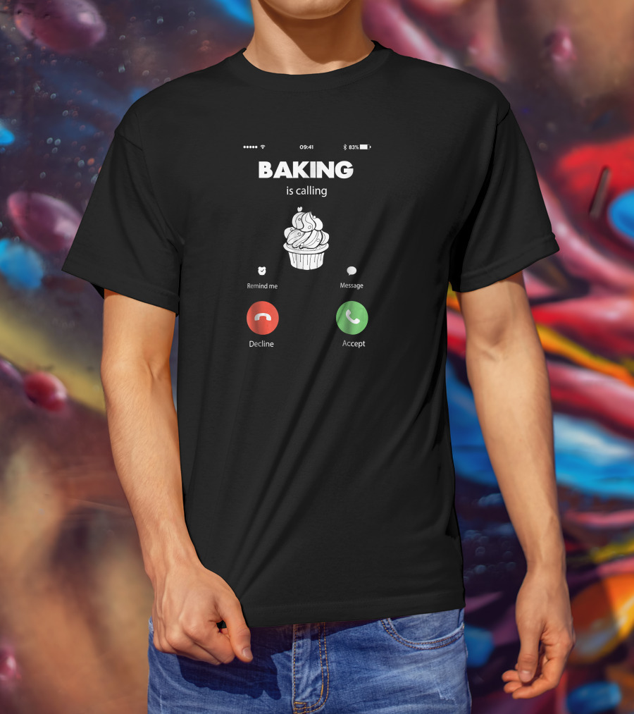 Baking Is Calling Cupcake Phone Interface T-Shirt