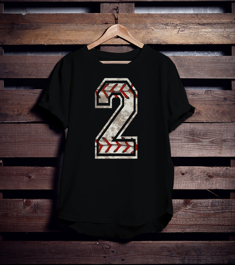 Baseball Number 2 With Stitching T-Shirt