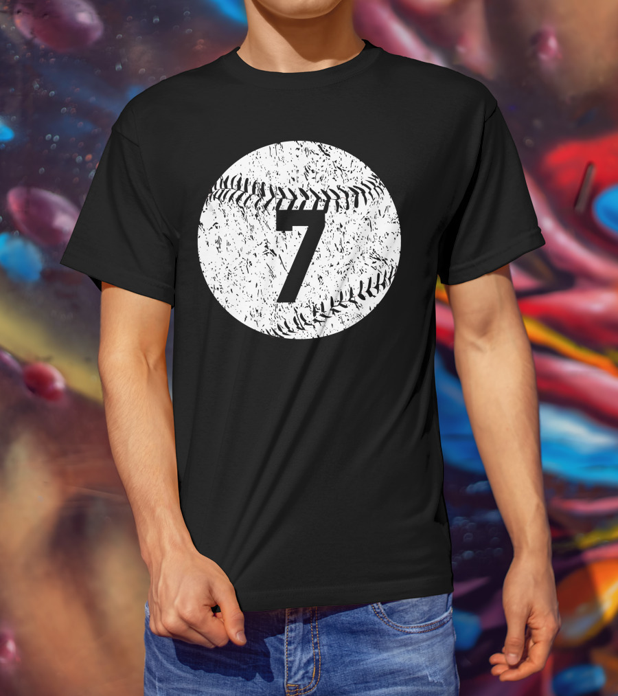 Number 7 Baseball Stitching T-Shirt