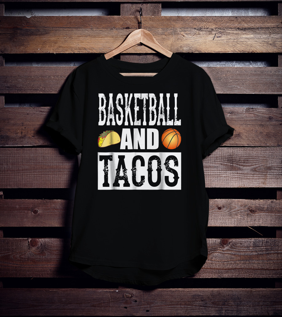 Basketball And Tacos Funny Taco With Taco And Basketball Icons T-Shirt