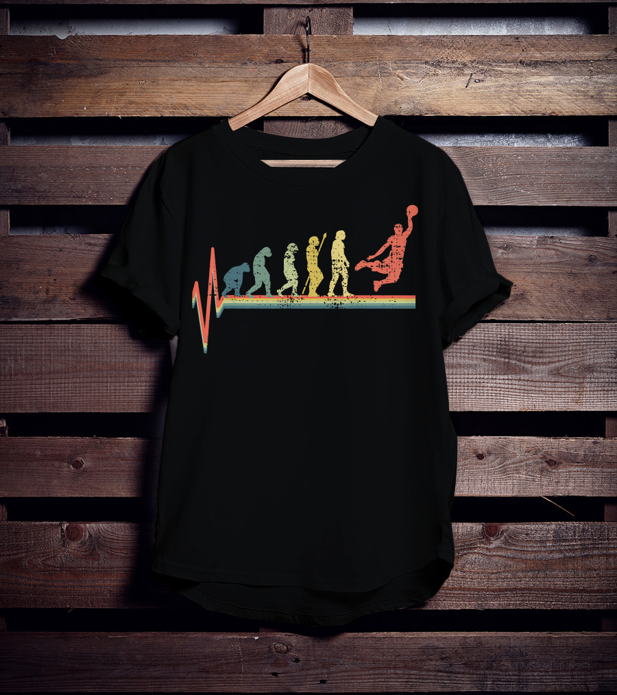 Basketball Heartbeat Dunkin Evolution Stages T-Shirt