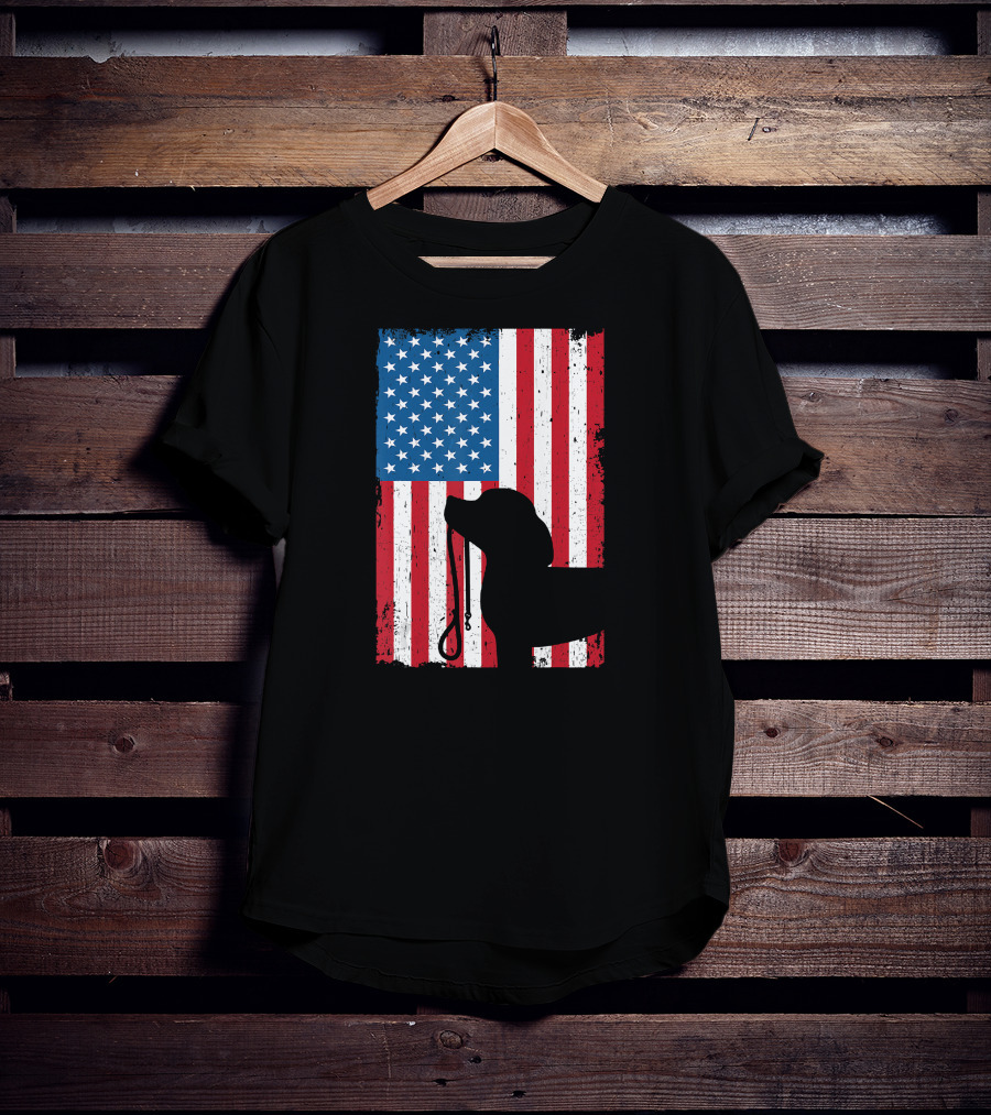 Beagle Silhouette American Flag Patriotic T-Shirt