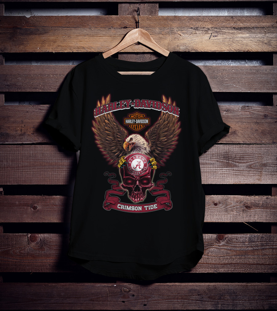 Harley Davidson Alabama Crimson Tide Eagle Skull T-Shirt