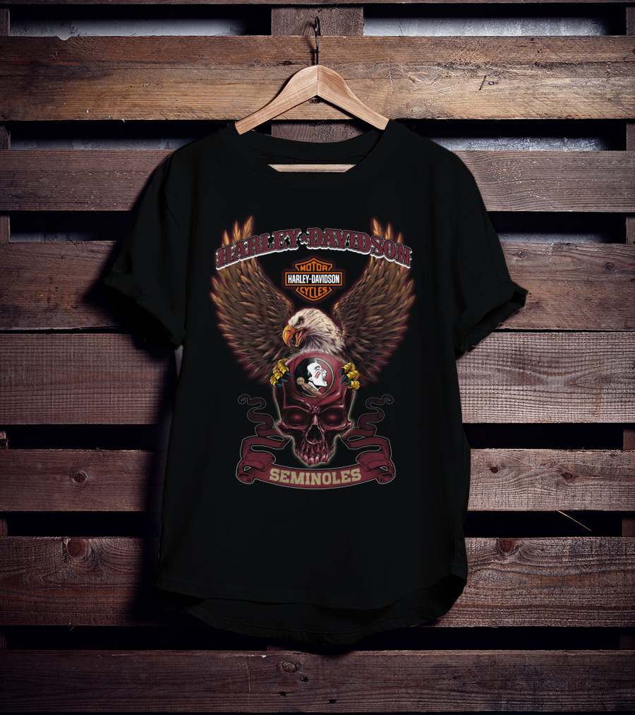 Harley Davidson Eagle Seminoles Florida State Motor Cycles T-Shirt