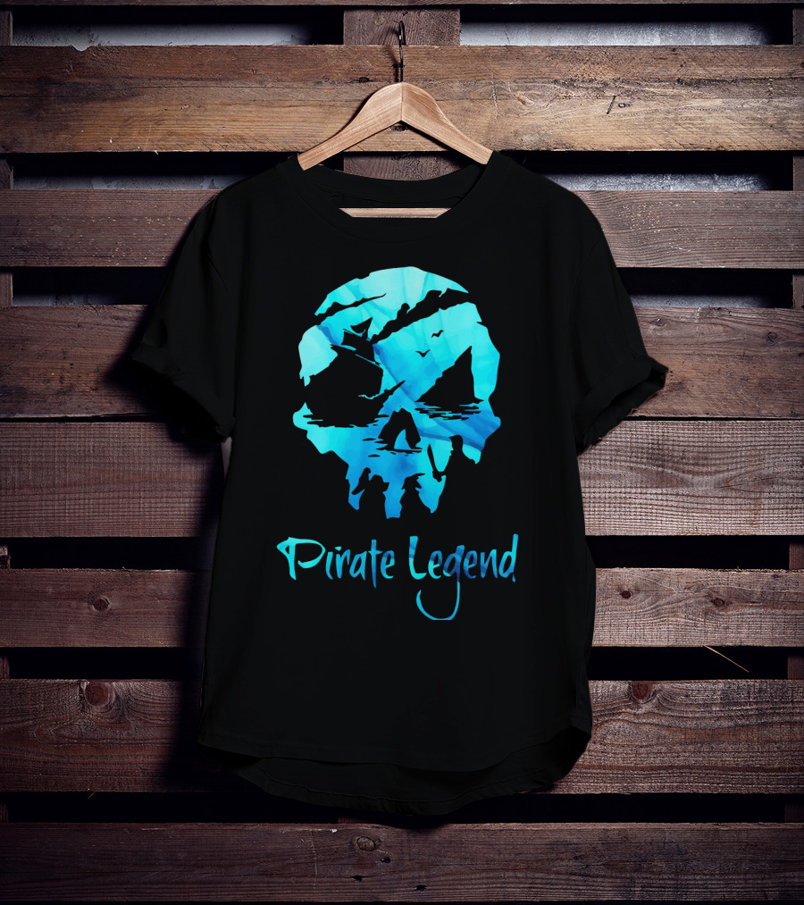 Pirate Legend Skull With Blue Ocean T-Shirt