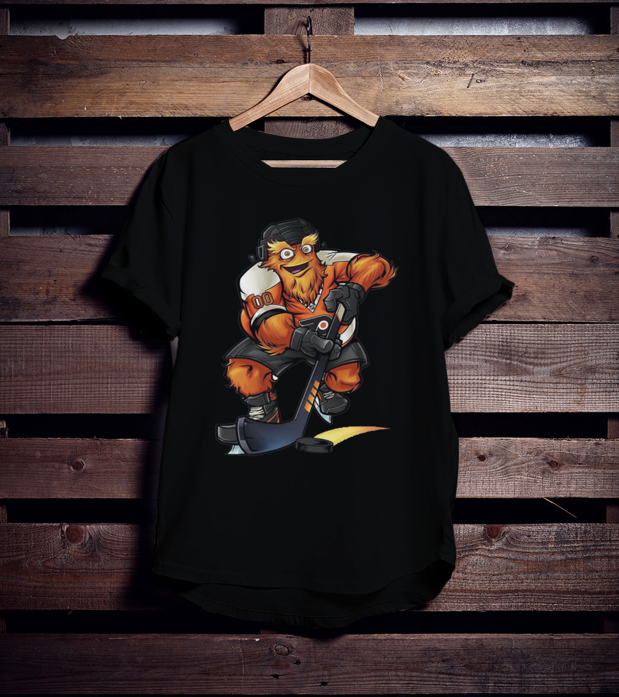 Gritty Philadelphia Flyers Hockey Character With Stick Drawing T-Shirt