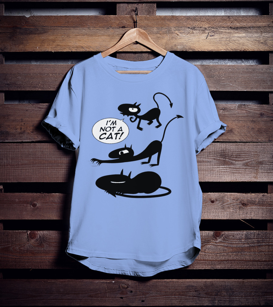 I'm Not A Cat Black Cartoon Creatures With Tails And Horns T-Shirt