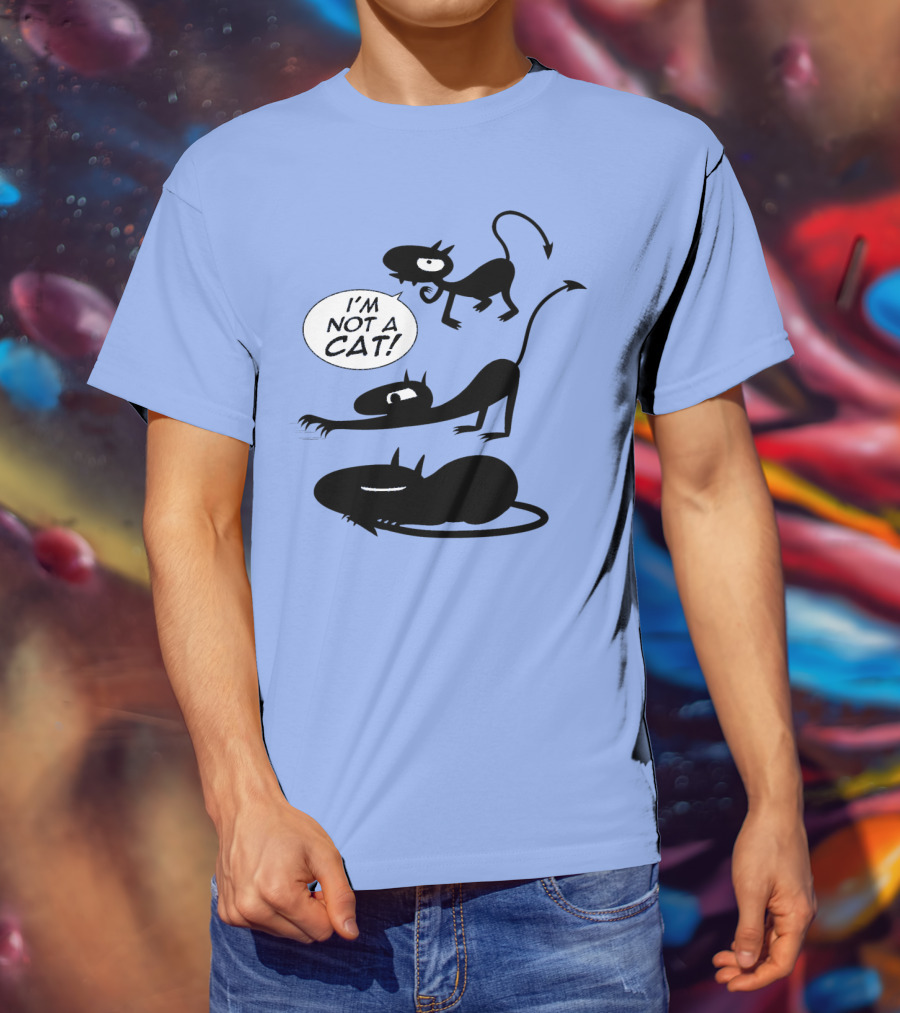 I'm Not A Cat Black Cartoon Creatures With Tails And Horns T-Shirt