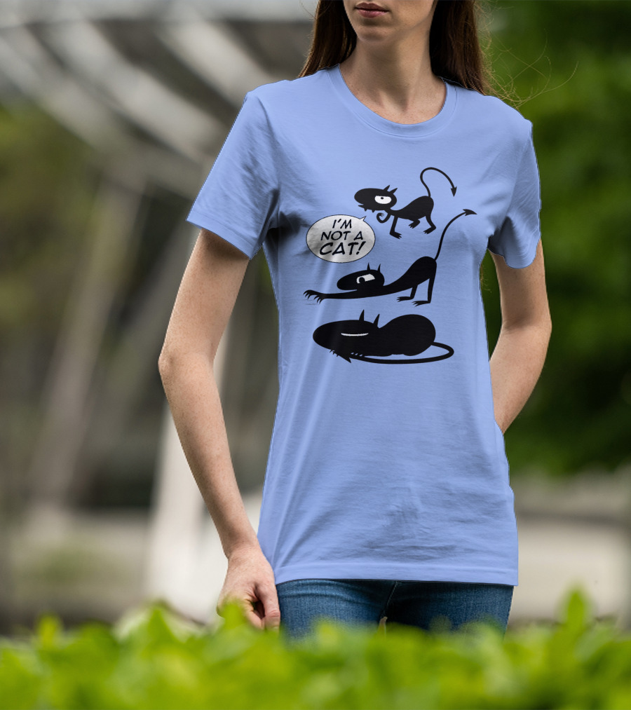 I'm Not A Cat Black Cartoon Creatures With Tails And Horns T-Shirt