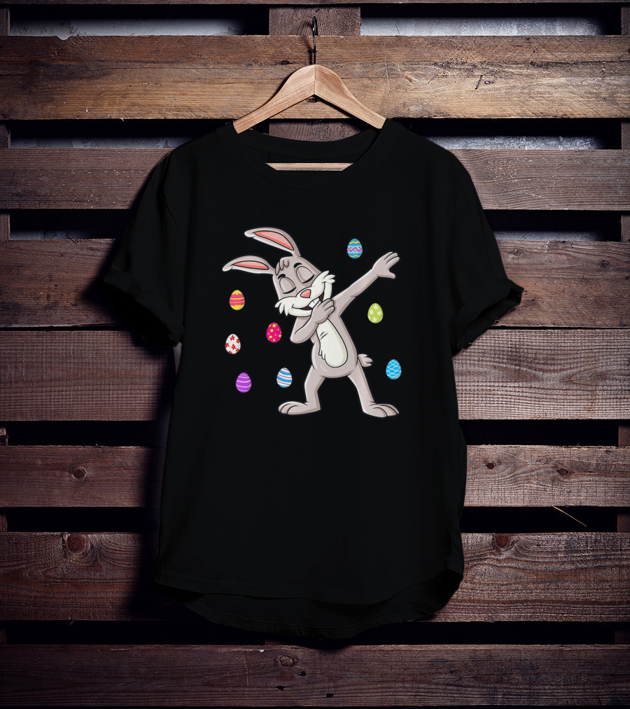 Easter Day Dabbing Rabbit With Colorful Eggs Dab T-Shirt