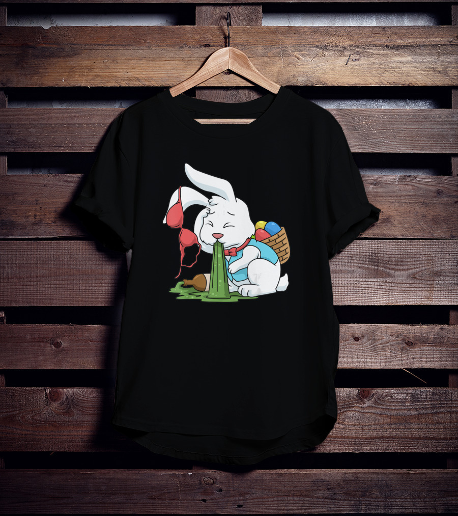 Funny Easter Bunny Egg Hunt Hangover With Bra And Eggs T-Shirt