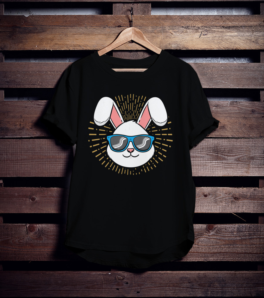 Cute Rabbit Easter Bunny With Blue Sunglasses And Ears T-Shirt