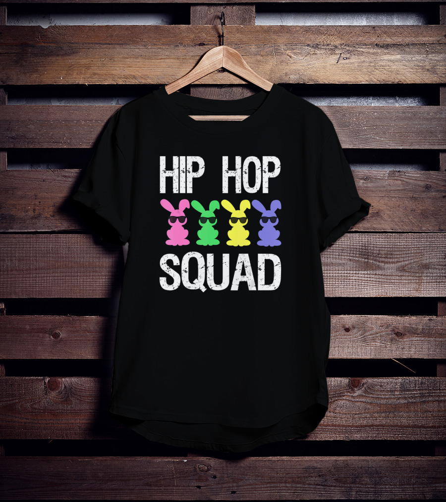 Hip Hop Squad Funny Easter Bunny Sunglasses Quartet T-Shirt