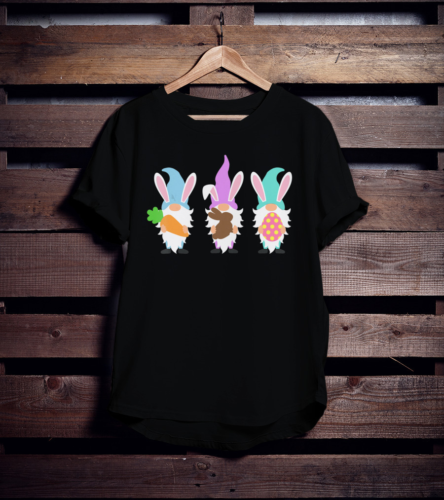 Easter Gnomes Bunny Ears Carrot Chocolate Egg Hunting T-Shirt