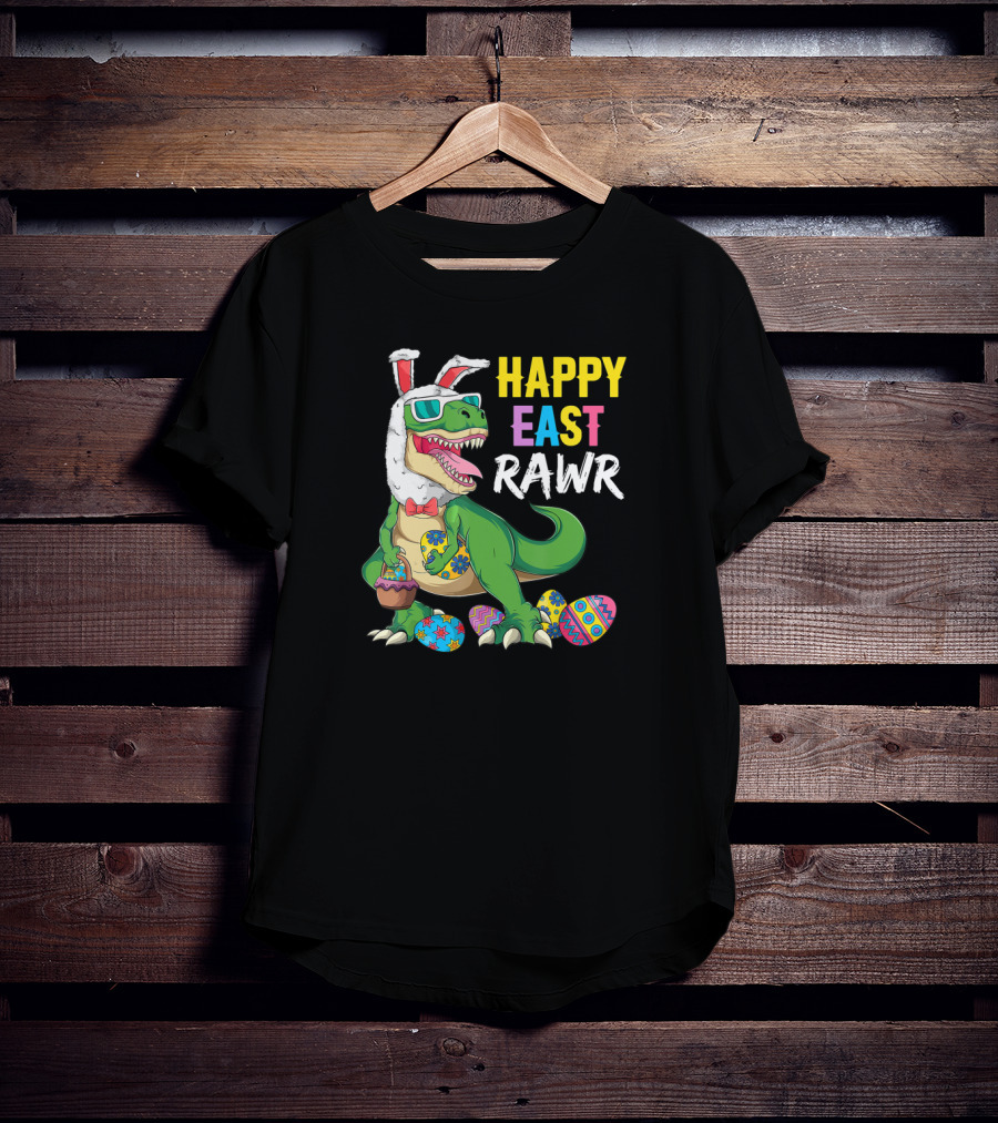 Happy Easter Rawr Dinosaur Rabbit Toddler Boys Egg T-Shirt