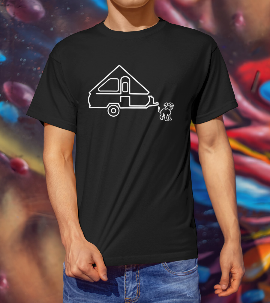 Aliner A Frame Travel Trailer With Dog Outline T-Shirt