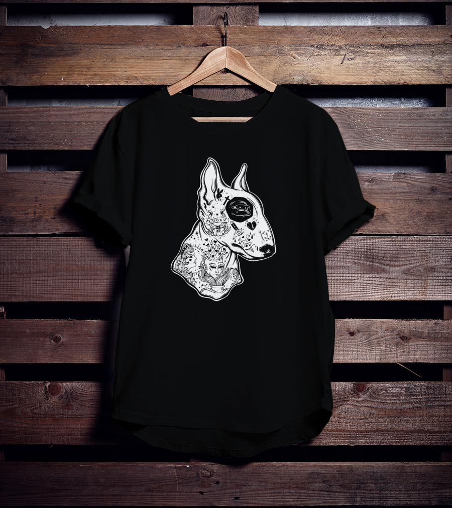 Inked Bull Terrier Lucky Old School Tattoo T-Shirt