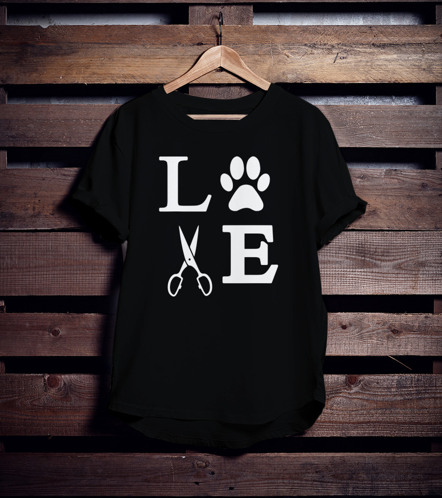 Love Dogs Grooming Paw Groomer Scissors T-Shirt
