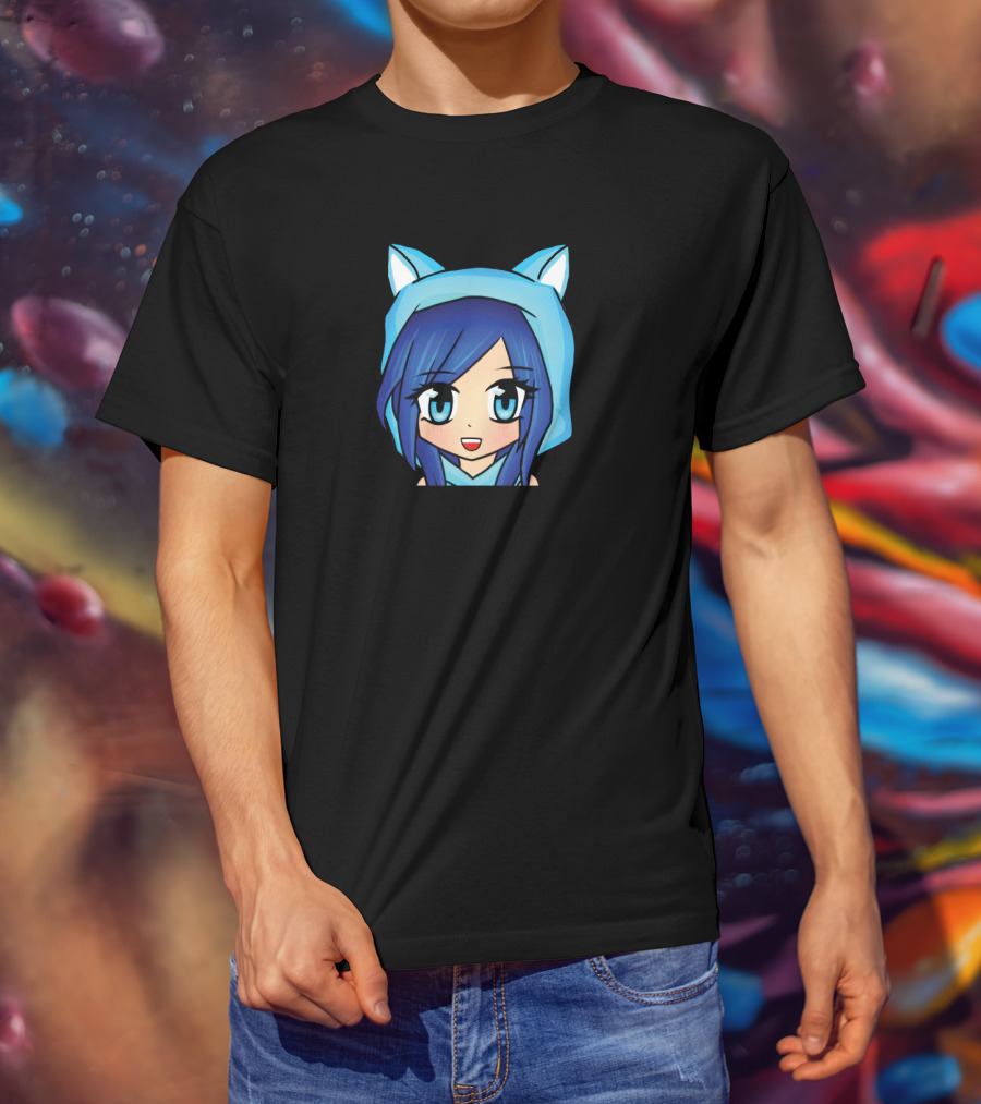 ItsFunneh Blue Anime Character With Cat Ears T-Shirt
