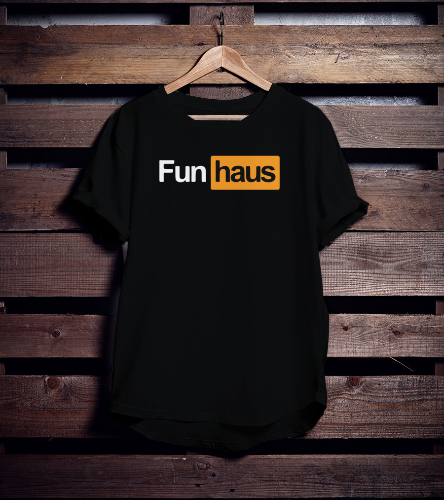 Funhaus White And Orange Text T-Shirt