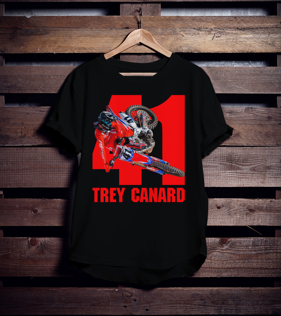Trey Canard 41 Red Motocross Racer Action T-Shirt
