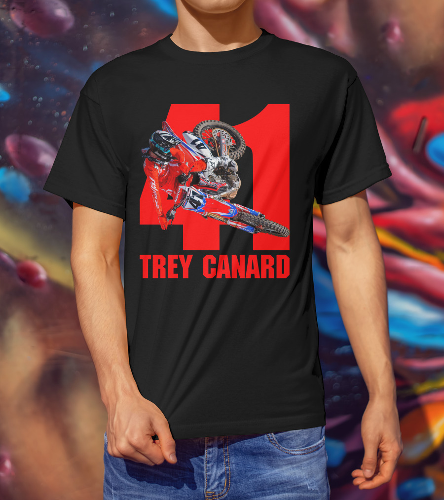 Trey Canard 41 Red Motocross Racer Action T-Shirt