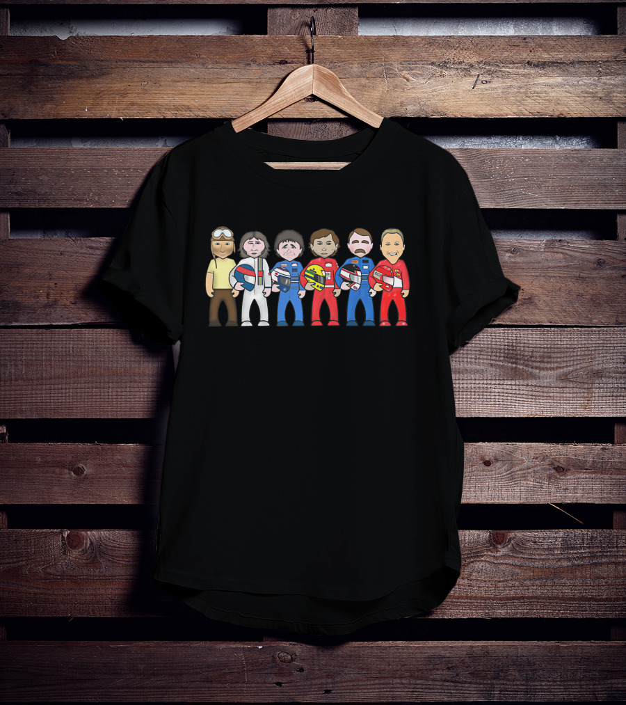 Ayrton Senna With Legendary F1 Drivers In Iconic Racing Suits T-Shirt