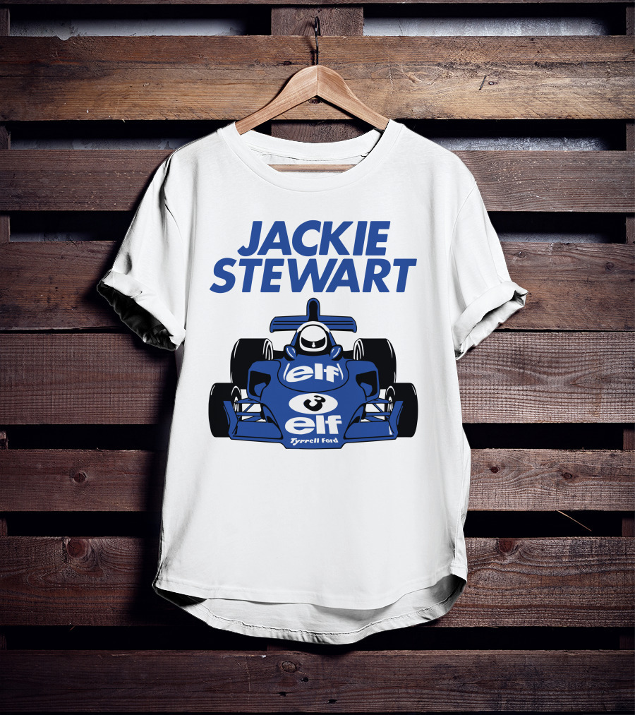 Jackie Stewart Tyrrell Ford Elf Racing Car T-Shirt